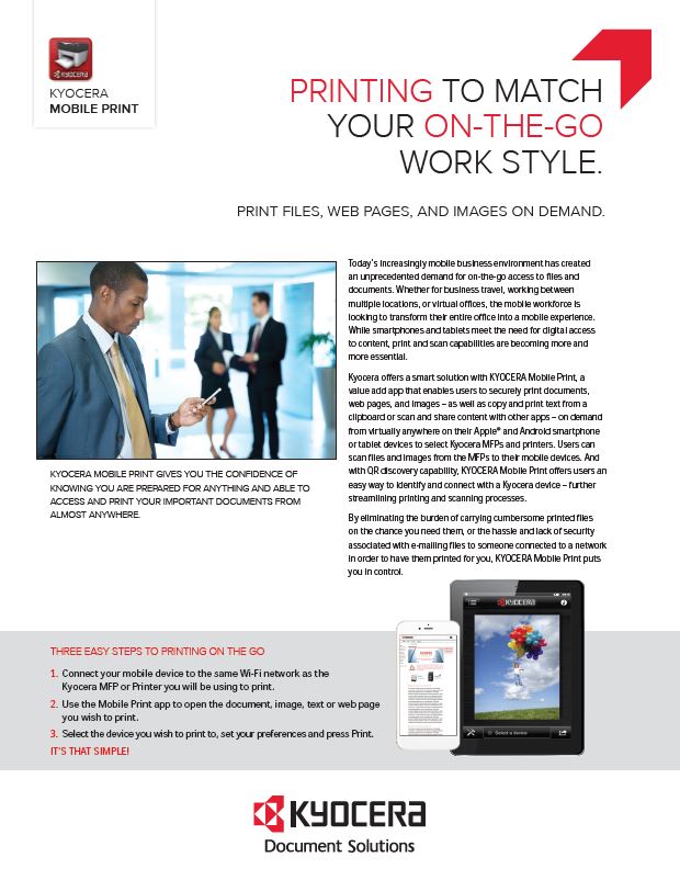 Kyocera, Software, Mobile, Cloud, Kyocera, Mobile Print, BOSS Business Solutions