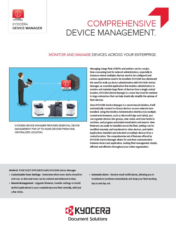 Kyocera, Software, Network Device Management, Kyocera, Device Manager, BOSS Business Solutions
