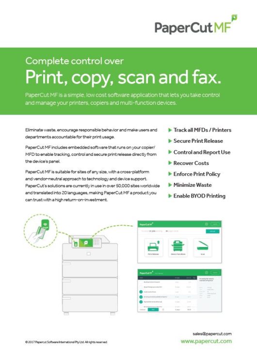 Papercut, Mf, Fact Sheet, BOSS Business Solutions